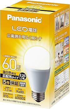 Amazon | パナソニック LED電球 口金直径26mm 電球60形相当 温白色相当