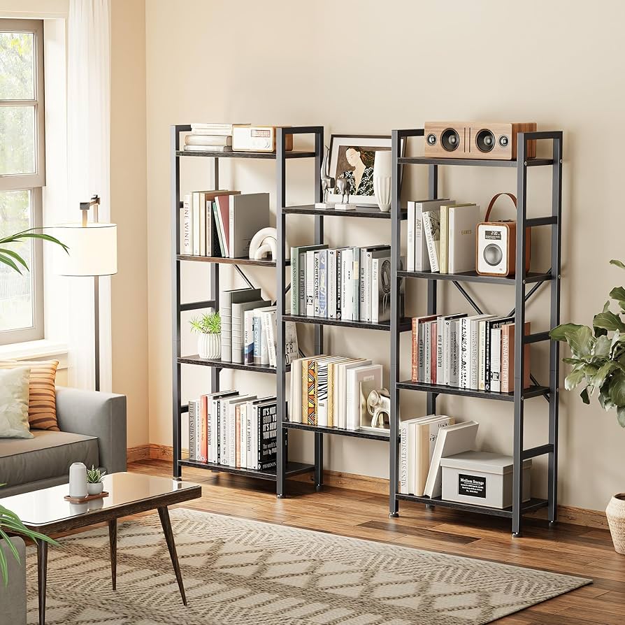 Amazon.com: SUPERJARE Triple Bookshelf, Bookcase with 11 Open