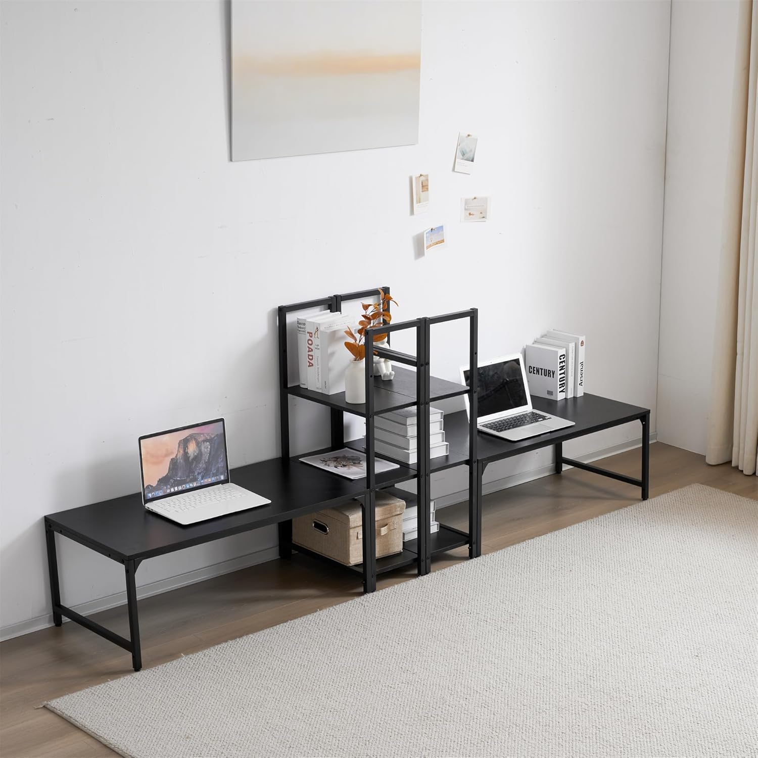 パソコンデスク ラック付き デスク ワークデスク 木製 学習デスク