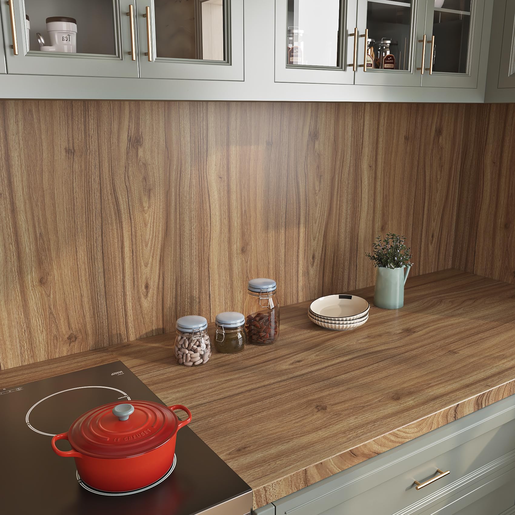 Livelynine Acacia Wood Contact Paper Peel and Stick Countertops