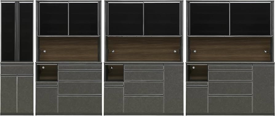 Amazon｜アルファタカバ 食器棚 レンジ台付き 完成品 幅160 日本製 幅