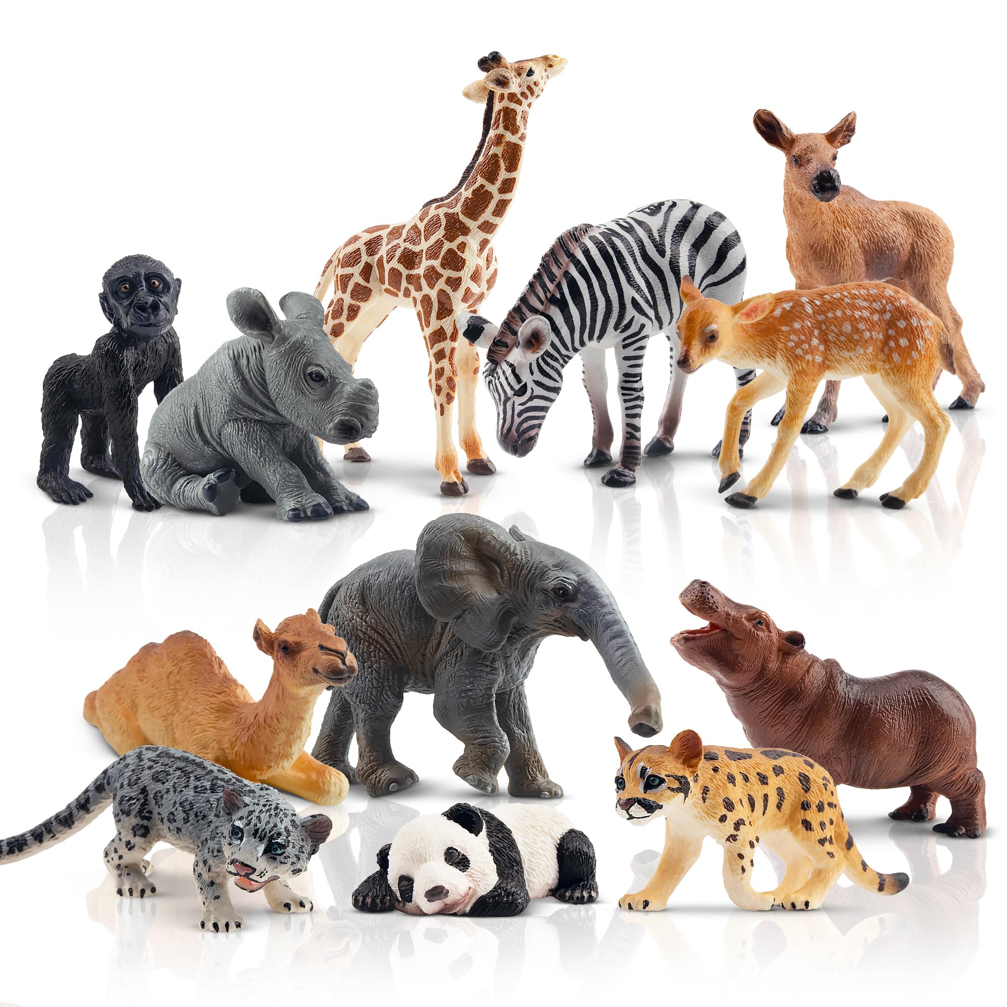 Amazon.co.jp: TOYMANY 12PCS野生動物フィギュア 森林動物フィギュア