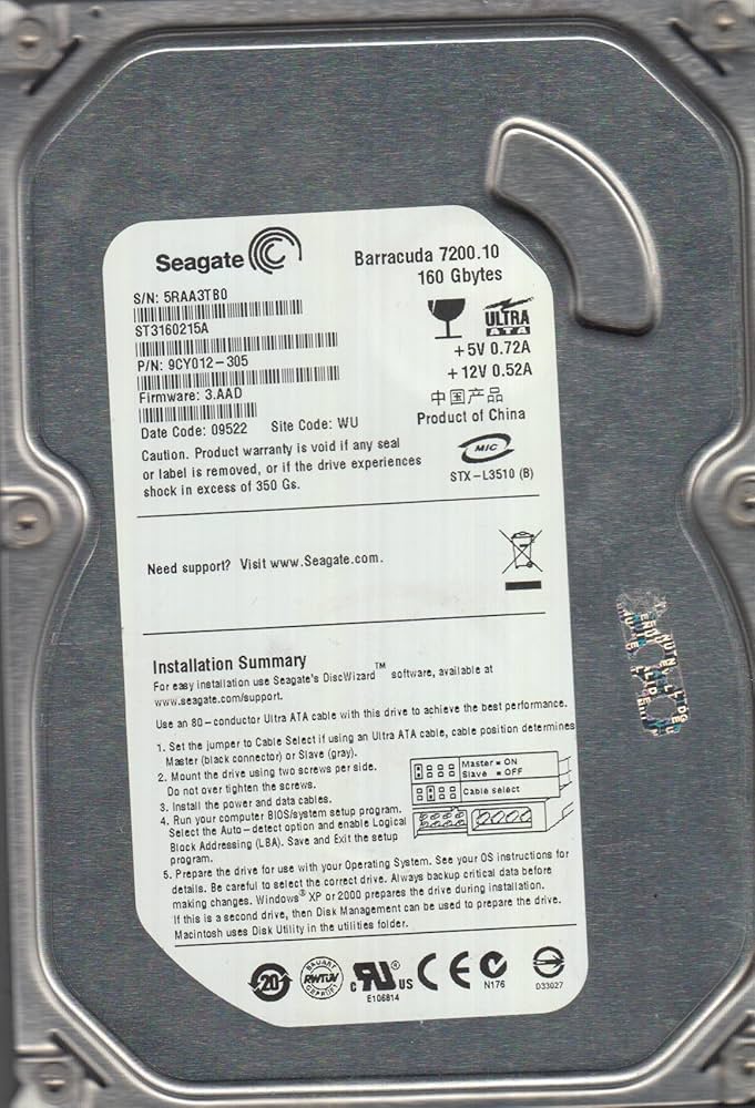 Amazon.co.jp: Seagate st3160215 a 160 GB 7200 RPM ATA 3.5インチHD