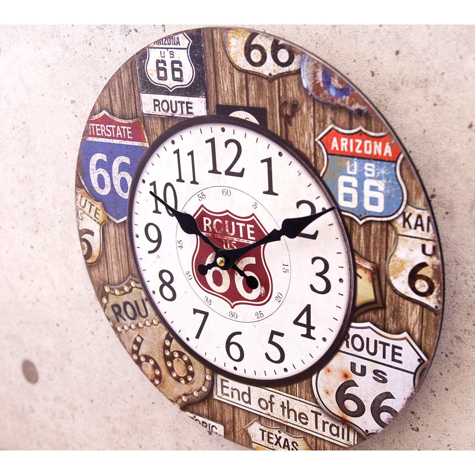 Amazon.co.jp: アメリカン アンティーク風 34cm 時計 クロック Route66