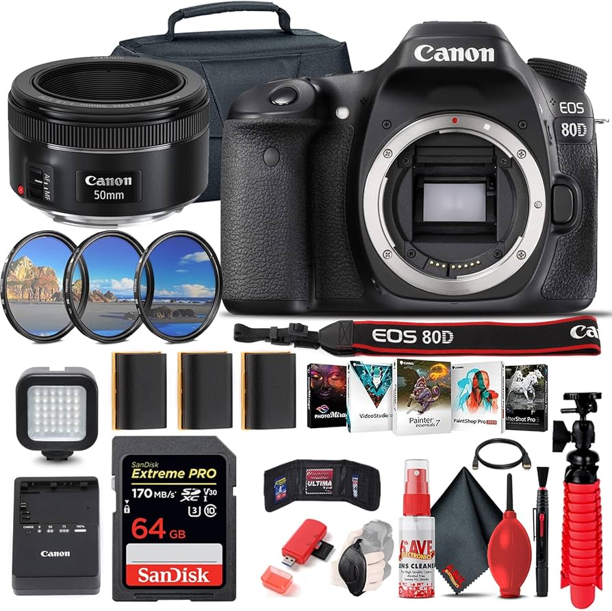 Amazon.com : Canon EOS 80D DSLR Camera (Body Only) (1263C004) +
