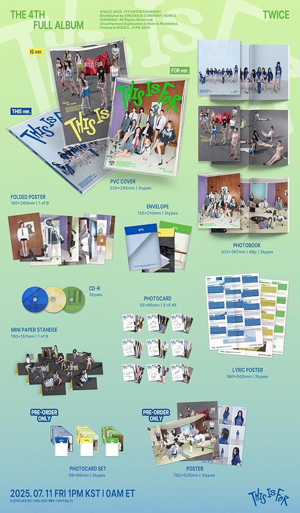 TWICE - TWICE THIS IS FOR 4th Album 3 Ver Set 1ea Standard Random