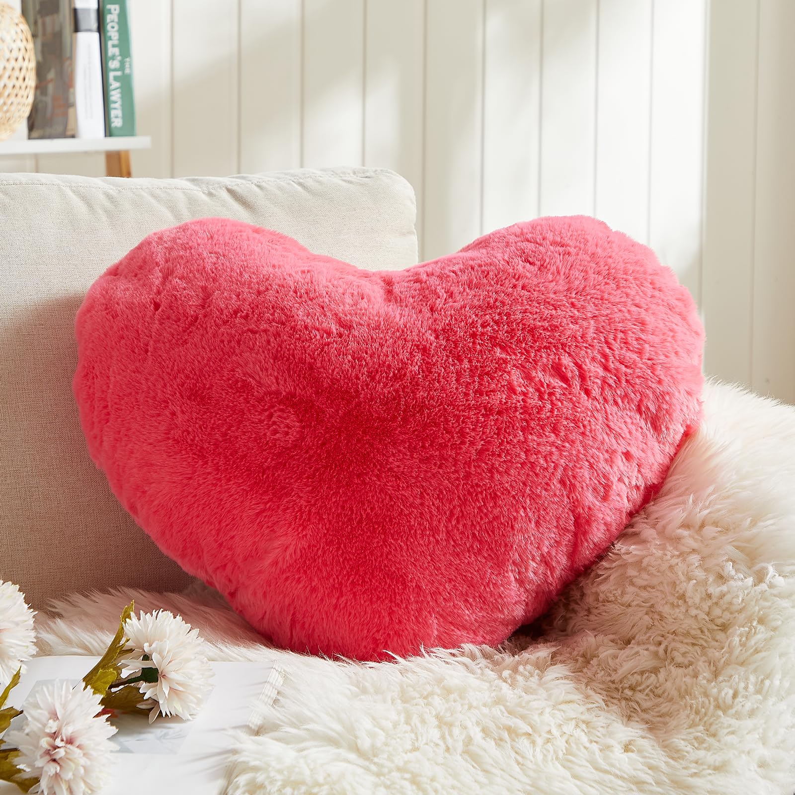 Amazon.com: EastTree Heart Pillows, Carmine Heart Shaped Pillows