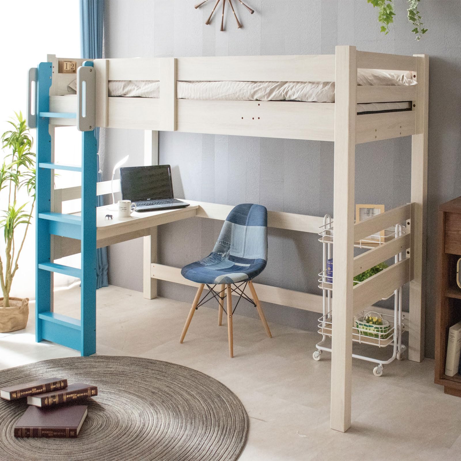 Amazon｜ロフトベッド 大人用 ハイタイプ 木製 デスク付き ロフト