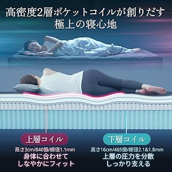 Amazon.co.jp: GOKUMIN マットレス ダブル ポケットコイル 極厚25cm 高