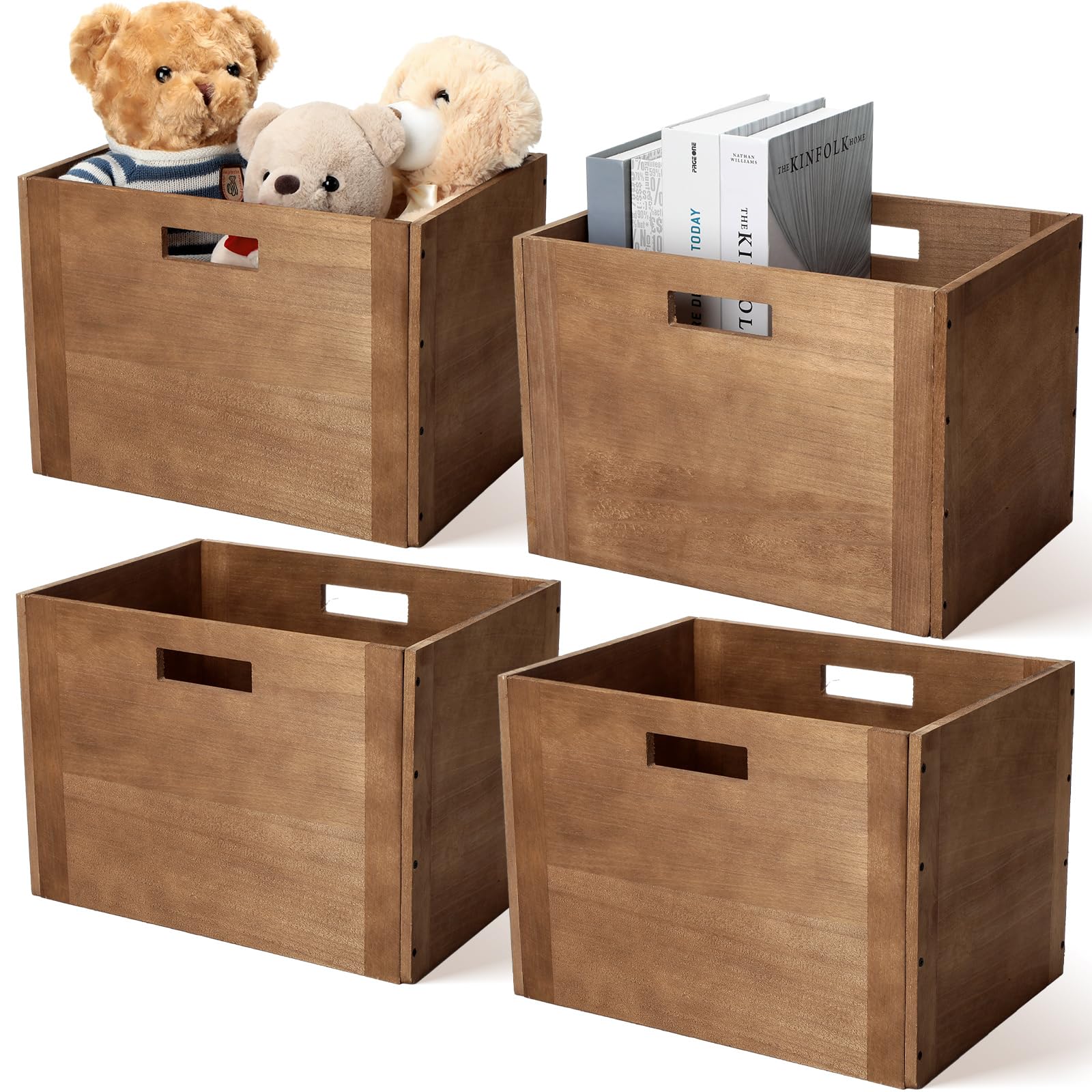 Amazon.com: Menkxi 4 Pcs Stackable Wood Storage Cube for Shelves