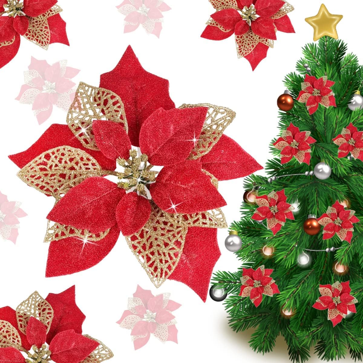 Amazon.co.jp: Blooming Paradise クリスマスツリー飾り 人工花 造花