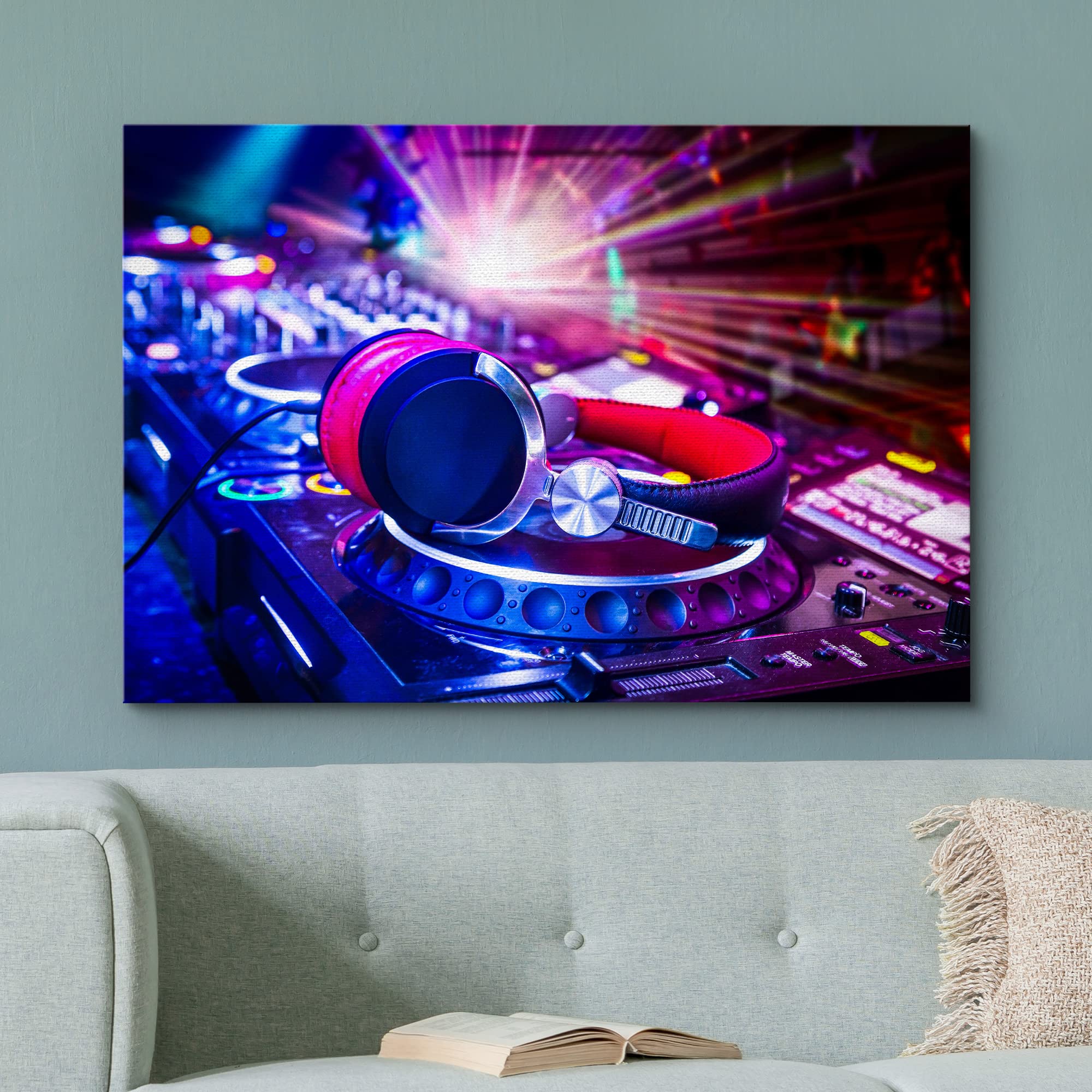 Amazon.com: wall26 Canvas Print Wall Art Neon DJ Rave Record