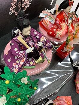 Amazon | 雛人形 桐二段飾 豆親王五人飾 三人官女セット 黒色 ブラック