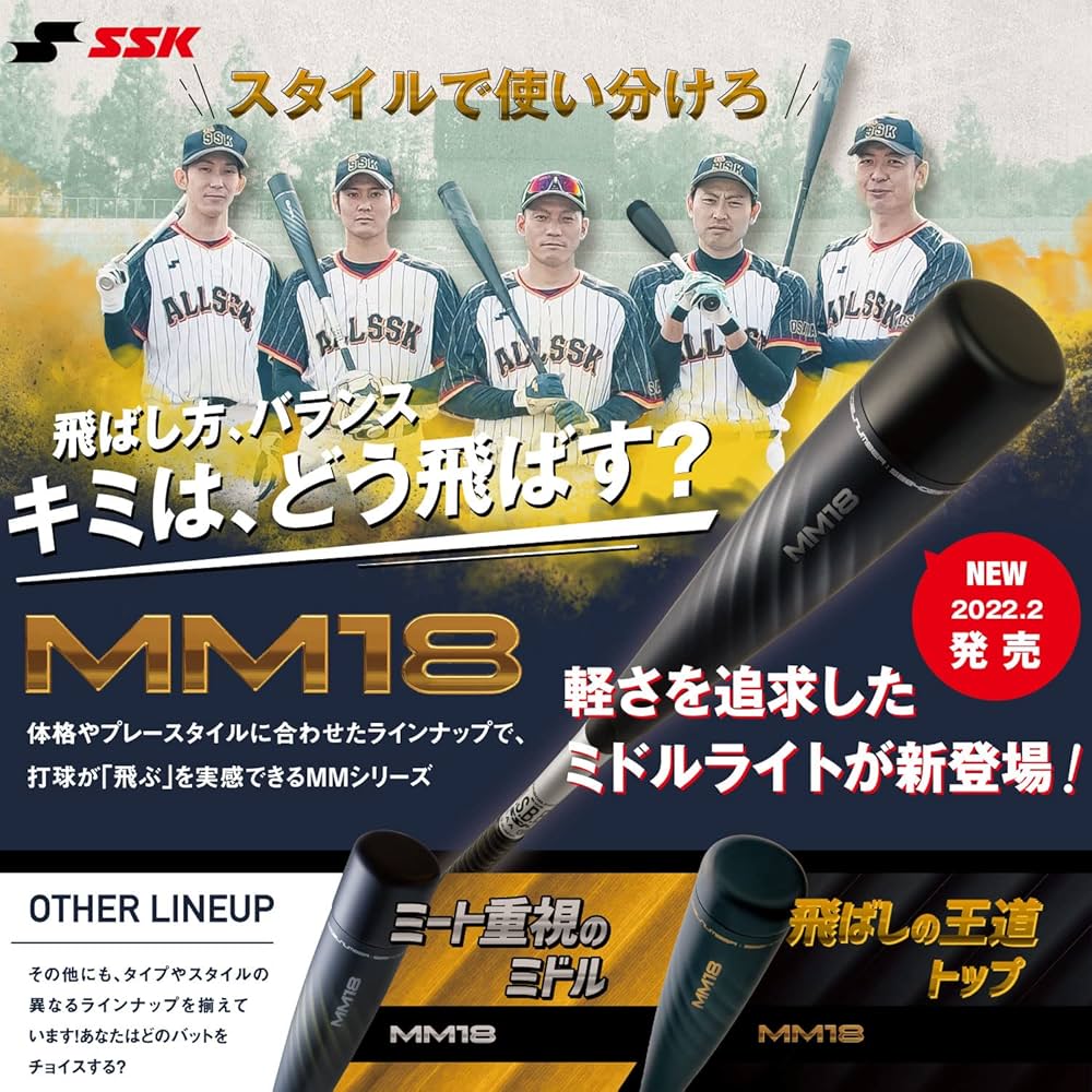 Amazon | SSK(エスエスケイ) 野球 軟式FRP製バット MM18 ミドルライト