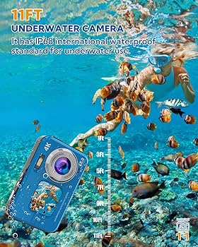 Amazon | HICSHON 水中カメラ 4Kオートフォーカス 防水デジタルカメラ