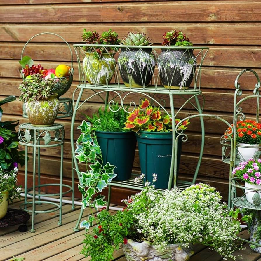 Amazon.co.jp: [GZGZ] プランタースタンド 花台 2段 バスケット