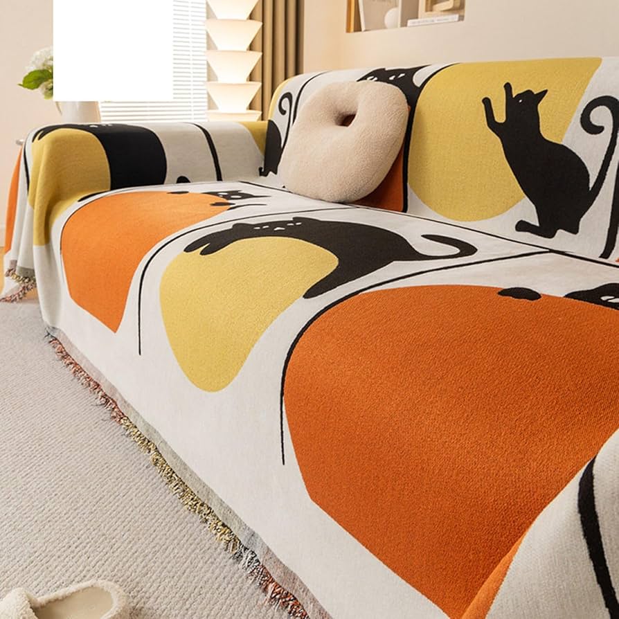 Amazon｜ソファカバー マルチカバー 猫柄 シェニール織 フルカバー