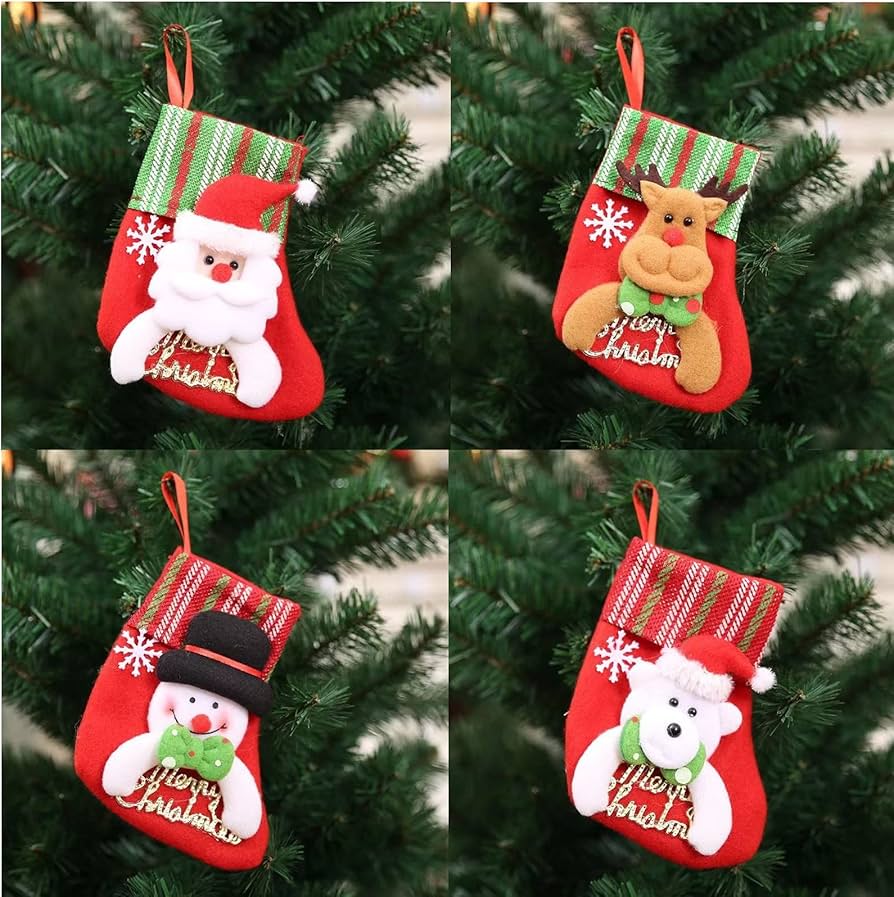 Amazon.co.jp: ZHIZHUO クリスマス靴下 飾り 4枚セット クリスマス