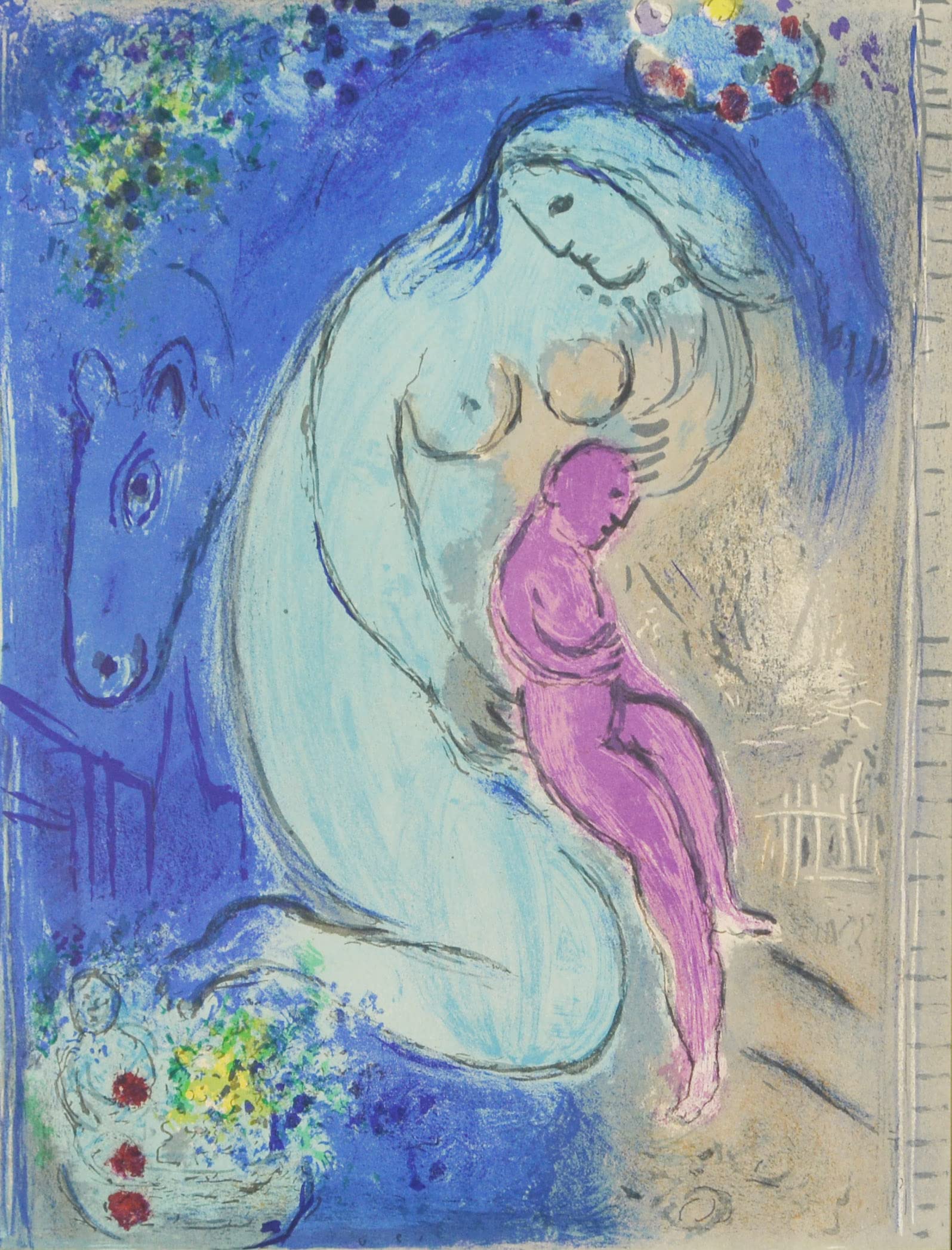 Amazon | マルク シャガール 『 花咲く波止場 』 絵画 リトグラフ 1954