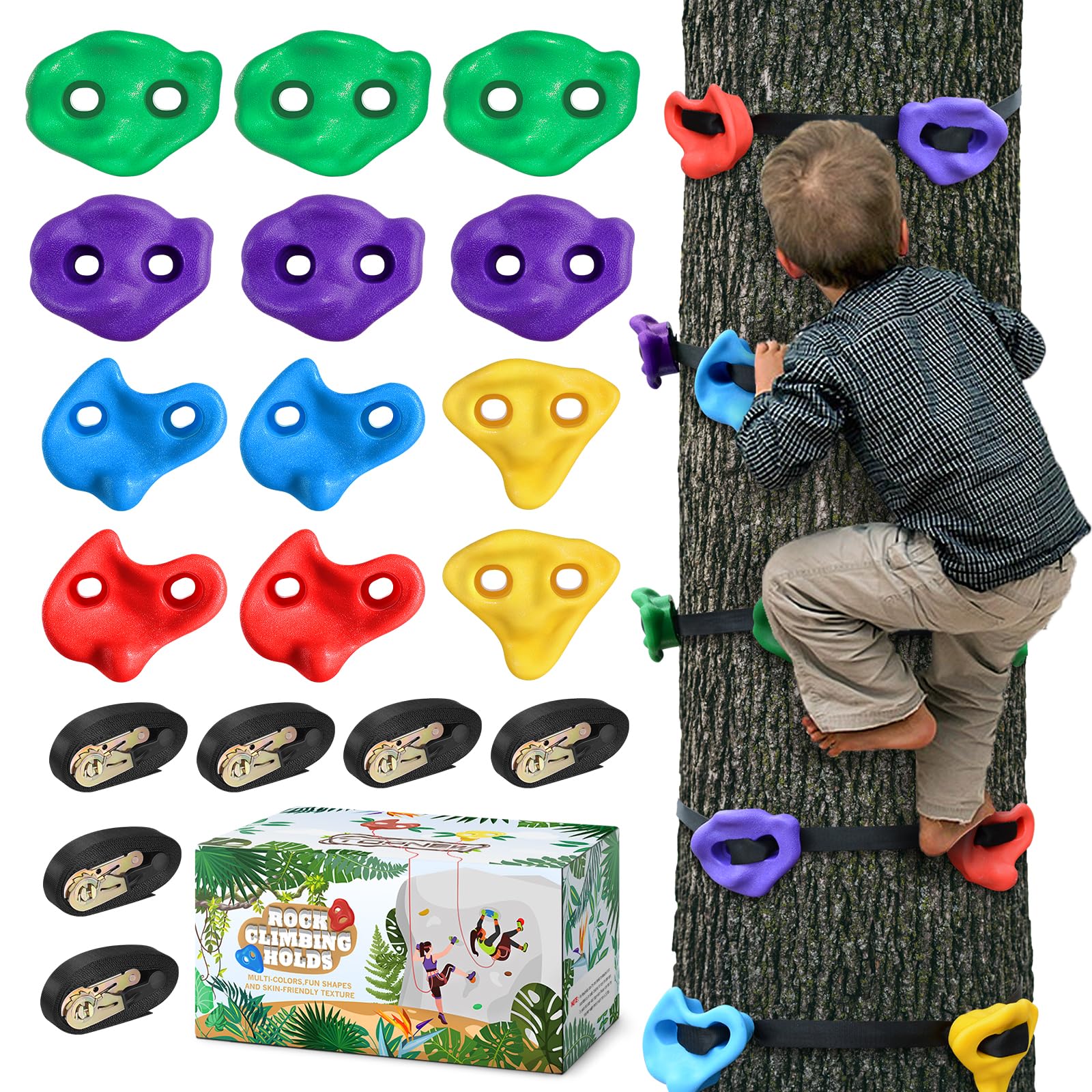 Amazon.co.jp: TOPNEW 忍者ツリークライミングホールド12個 キッズ