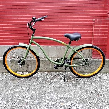 Amazon | 自転車 通販 RAINBOW 26TYPE-X CRUISER カーキ×オレンジリム