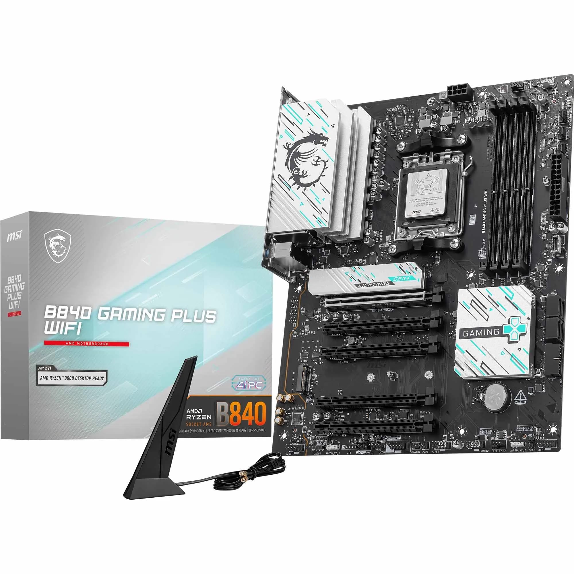 MSI B840 Gaming Plus WiFi Motherboard, ATX - Supports AMD Ryzen