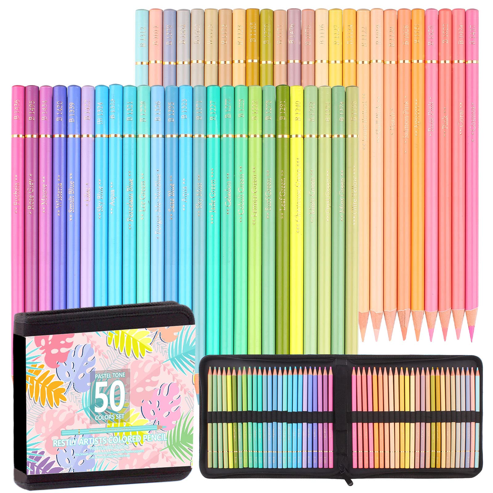 Amazon | マカロン 50+1 お絵かき用鉛筆セット パステルトーン 色鉛筆