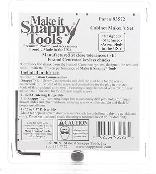 Snappy Tools 4-Piece Cabinet Makers Set Compatible with Festool