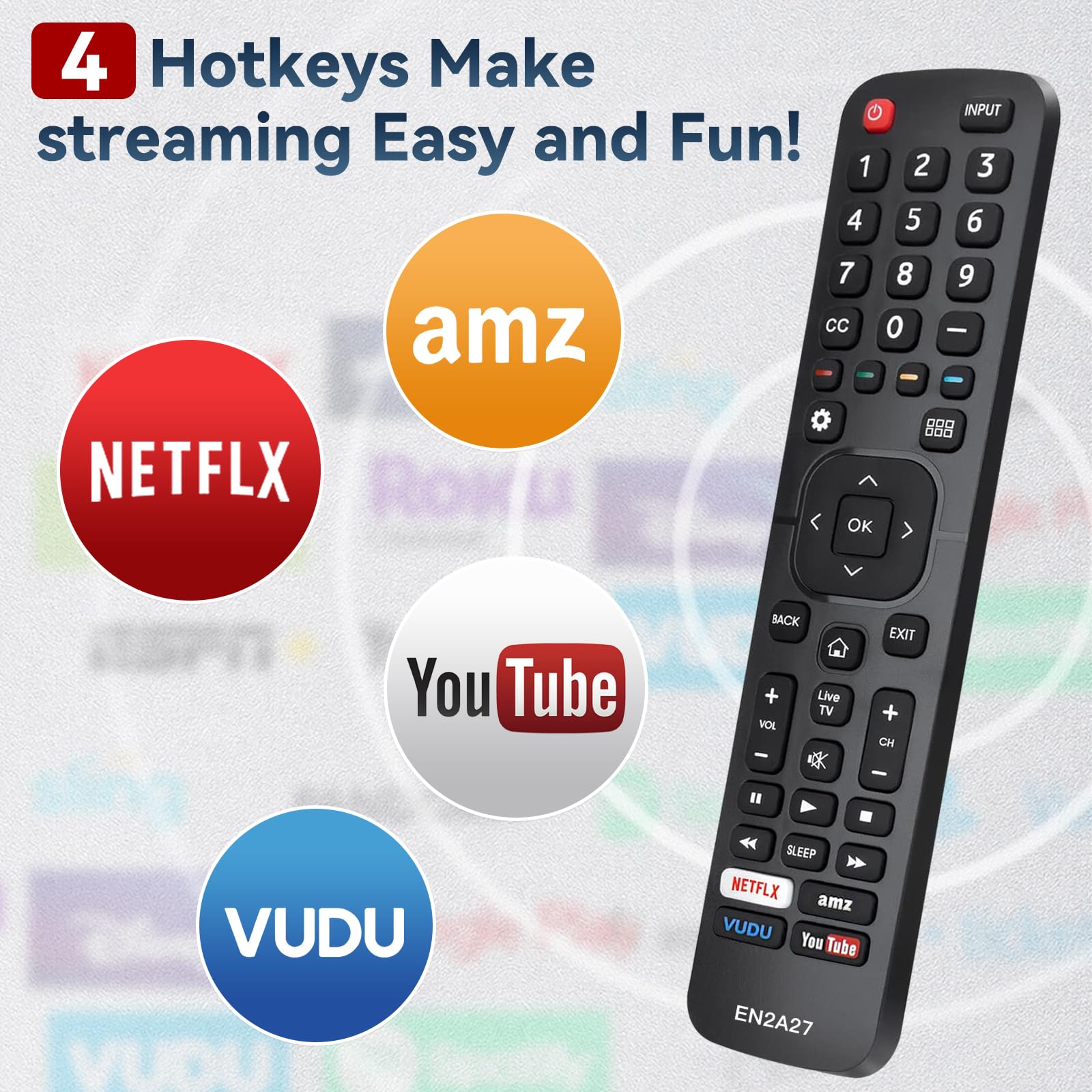 Amazon | EN2A27S 交換用リモコン Netflix Amazon VUDU YouTubeボタン