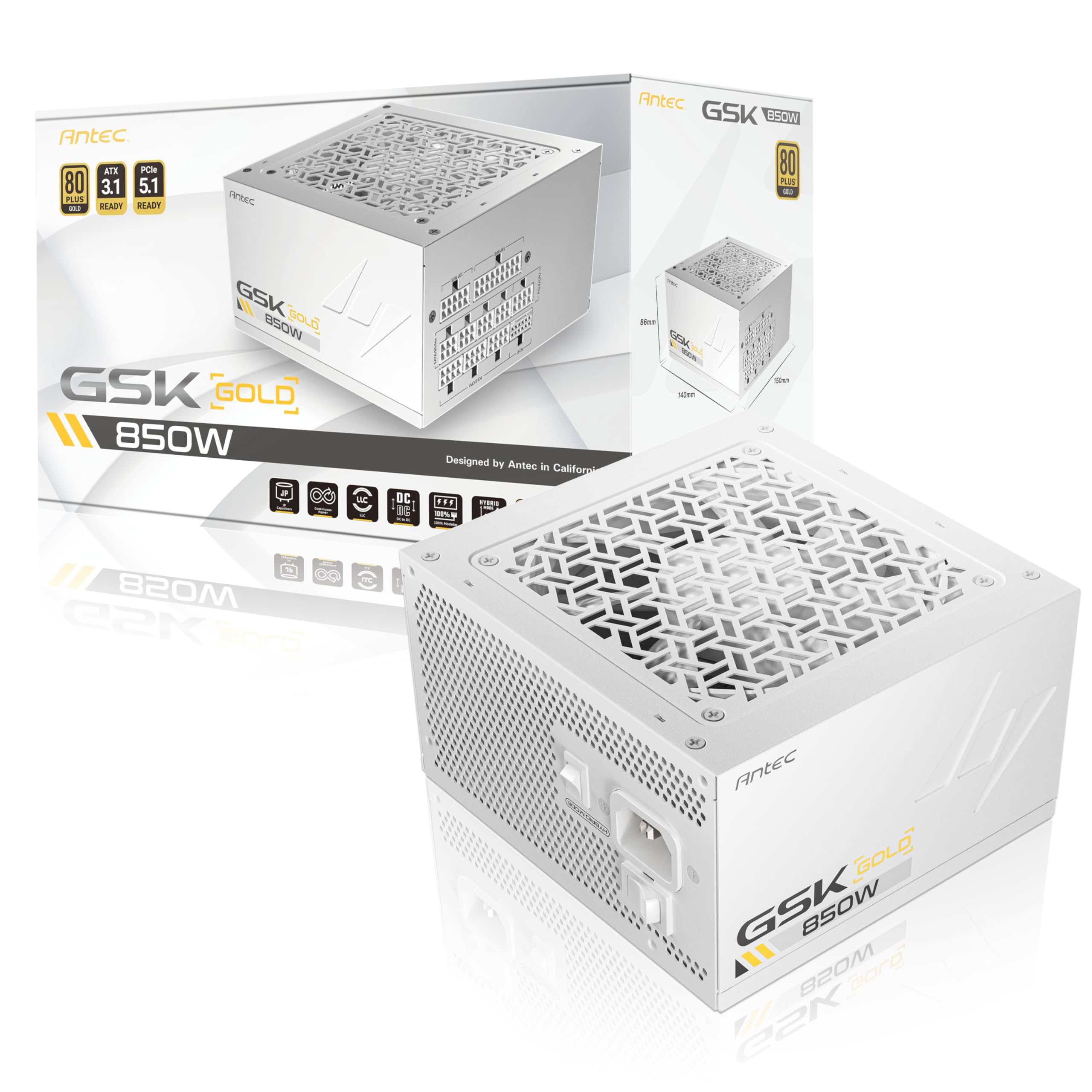 Amazon | Antec GSK850 ATX3.1 White 80PLUS GOLD 認証取得 電源