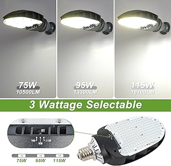 LED Shoebox Corn Retrofit Lamp, 75W/95W/115W Selectable, 5000K