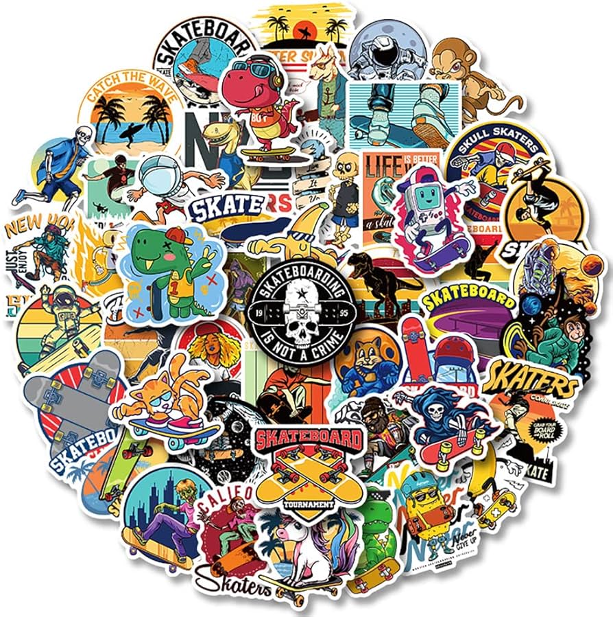 Amazon.co.jp: スケートボード ステッカー 50枚セット PVC 防水 シール
