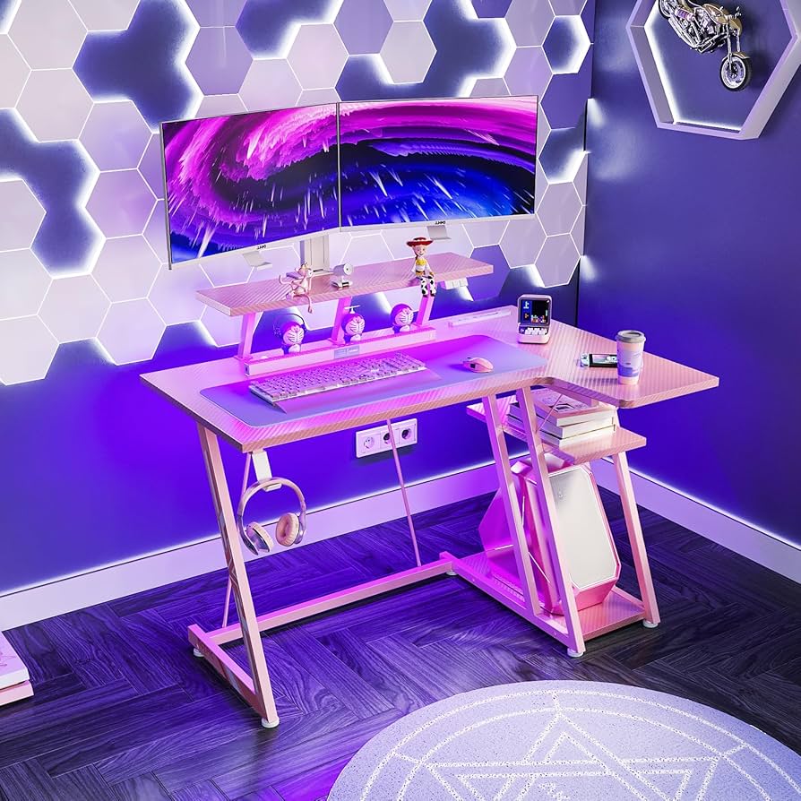 Amazon | MOTPK ゲーミングデスク LEDライト付き L字デスク PCデスク