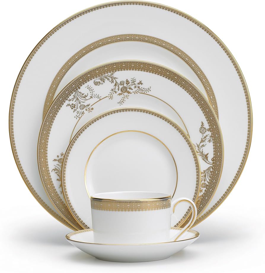 Amazon.com: Vera Wang Wedgwood Vera Lace Gold 5-Piece Dinnerware