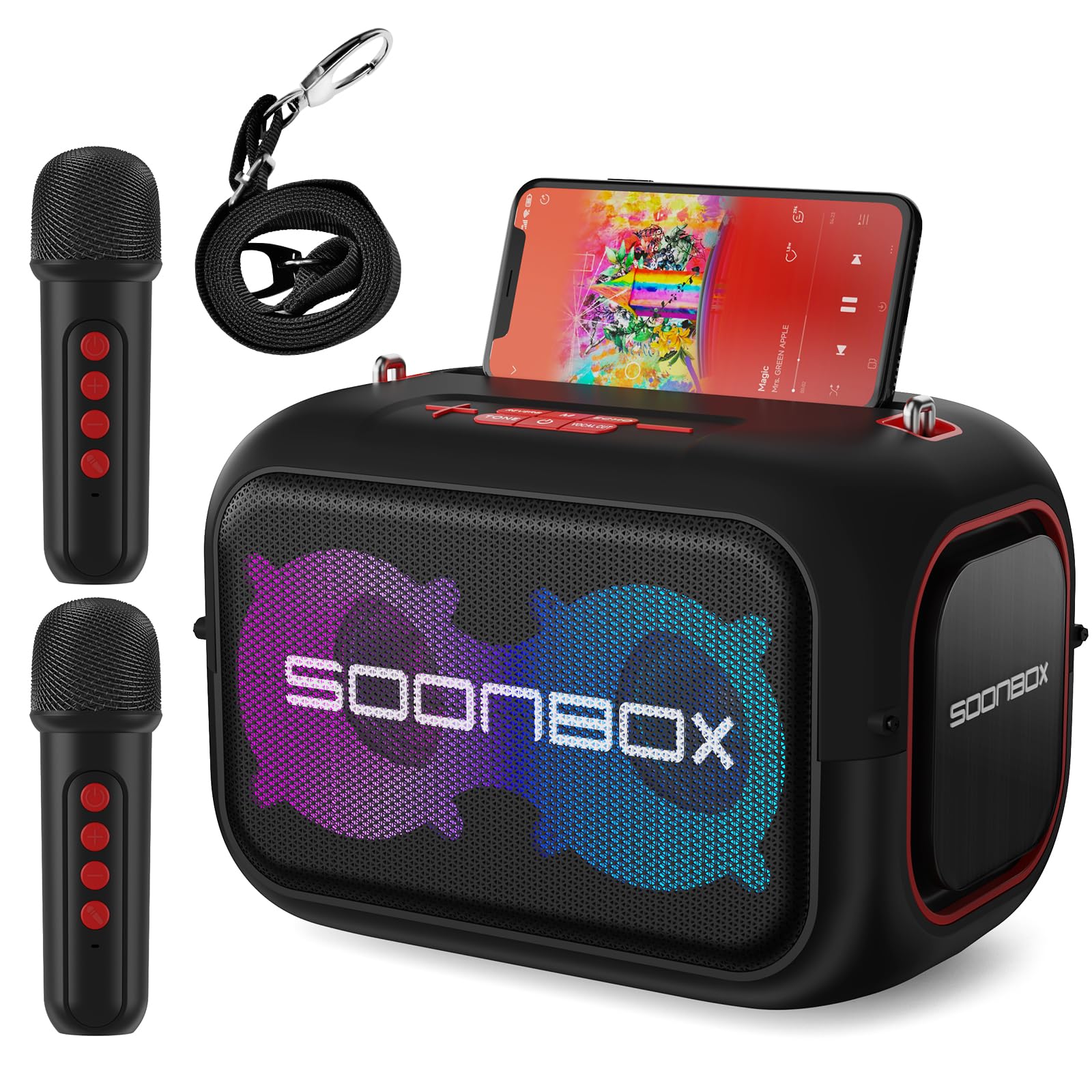 Amazon.co.jp: カラオケセット家庭用 充電式スピーカーマイク2本BT5.3