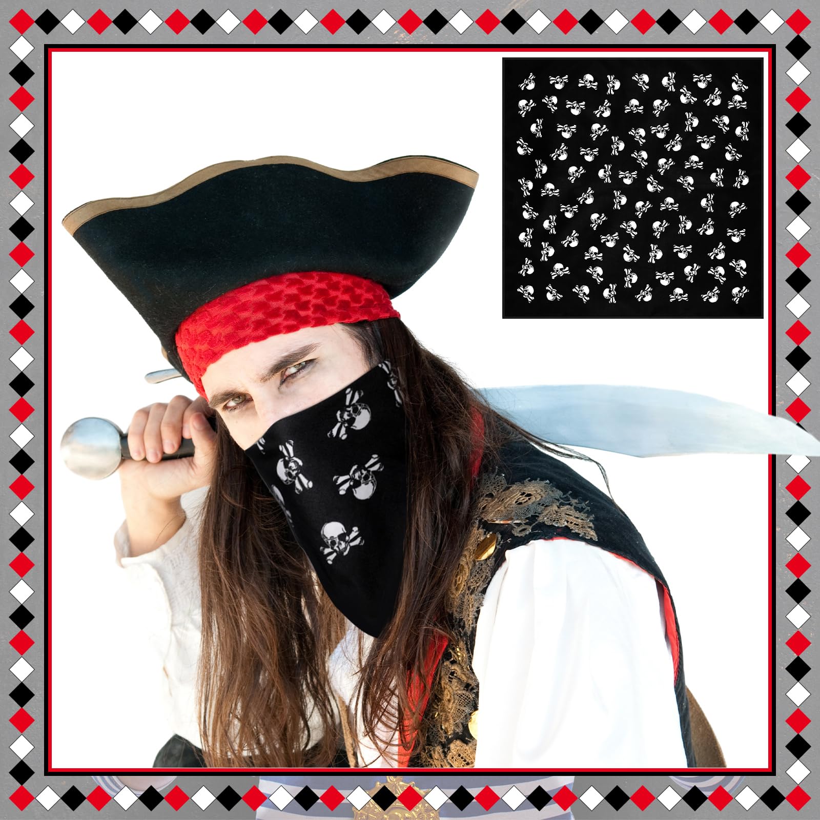 Amazon.co.jp: Funtery 24ピース 海賊バンダナ キッズ 海賊ハンカチ