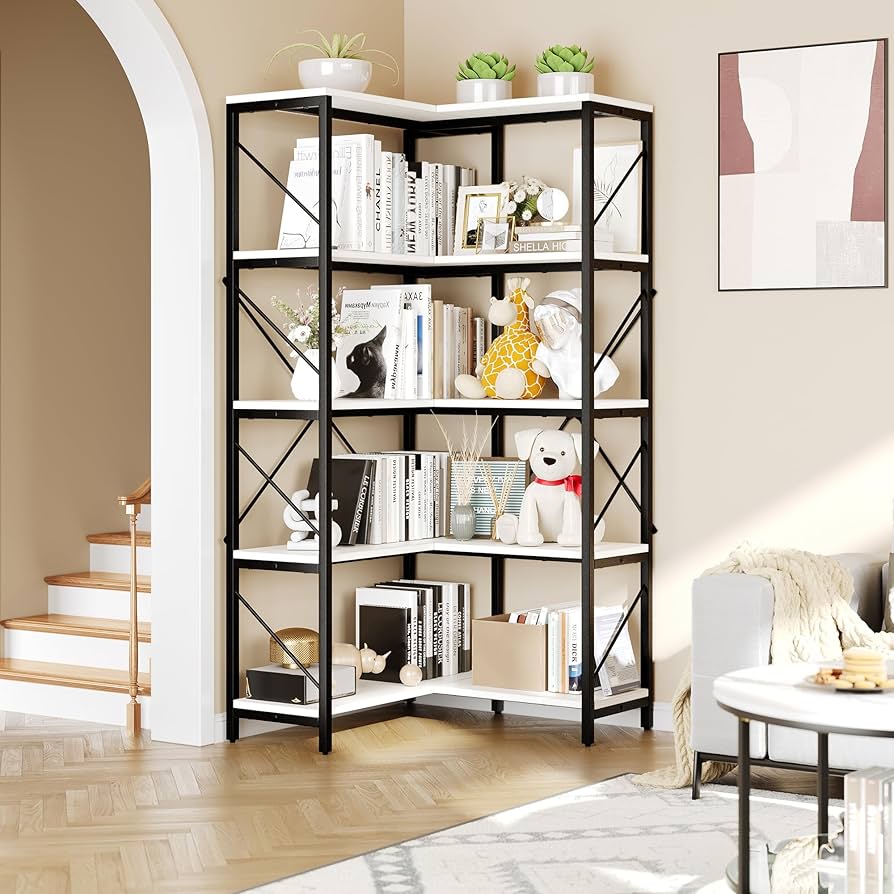 Amazon.co.jp: YITAHOME コーナー本棚 5段 L字型 本棚収納