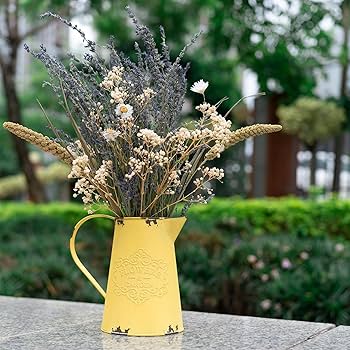 Amazon.com: APSOONSELL Yellow Metal Flower Vase Vintage Jug