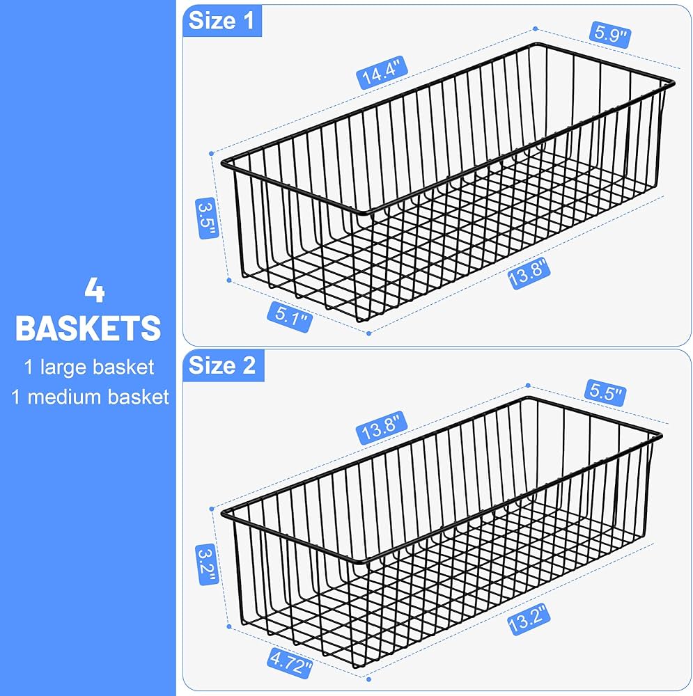 Amazon.co.jp: Wetheny メタルワイヤーバスケット (大2個と小2個