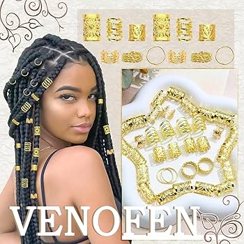 Amazon.co.jp: VENOFEN 120個 ヘアカフ ゴールドヘアジュエリー Loc