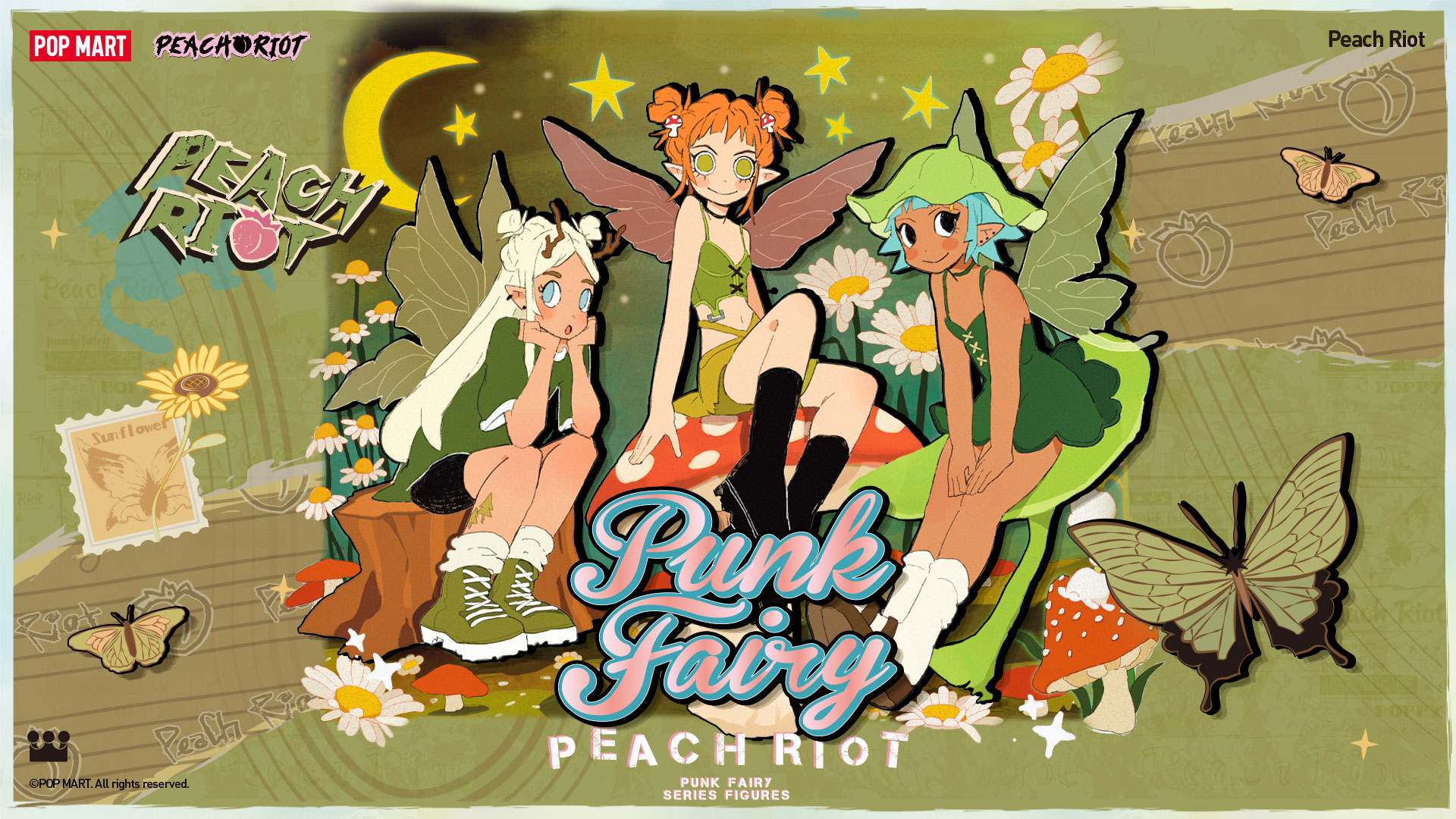 Amazon.com: POP MART Peach Riot Punk Fairy Series Figures, Peach