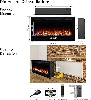 Amazon.com: PuraFlame Alice 36 Inches Recessed Electric Fireplace