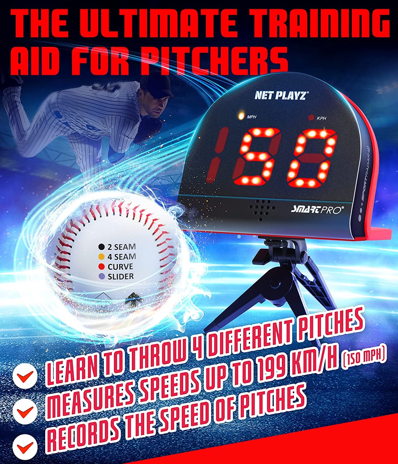 Amazon | NET PLAYZ 野球ピッチ トレーナー スピードレーダー 指配置