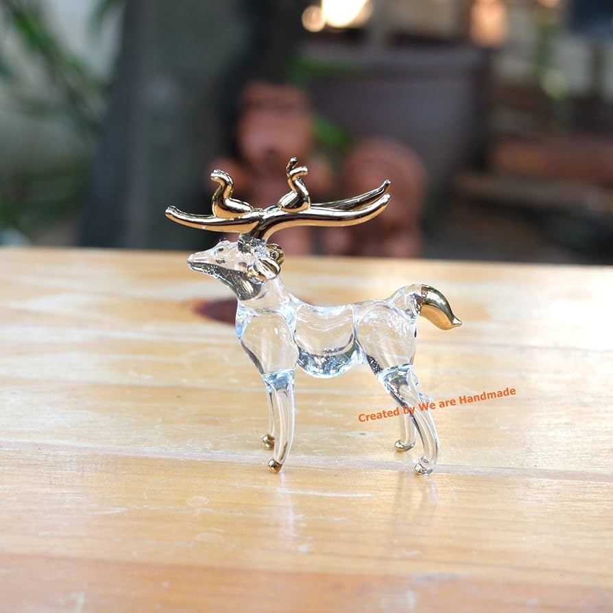 Amazon.co.jp: 手作りの手吹きガラスの鹿 ガラス細工 ガラスの置物