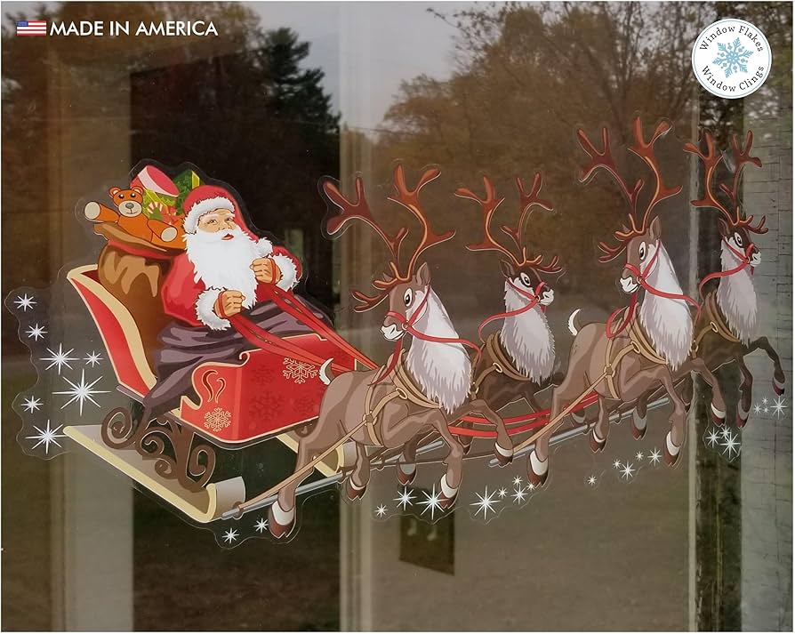 Amazon｜2個セット、8.5インチクリスマスウィンドウクリングデカール