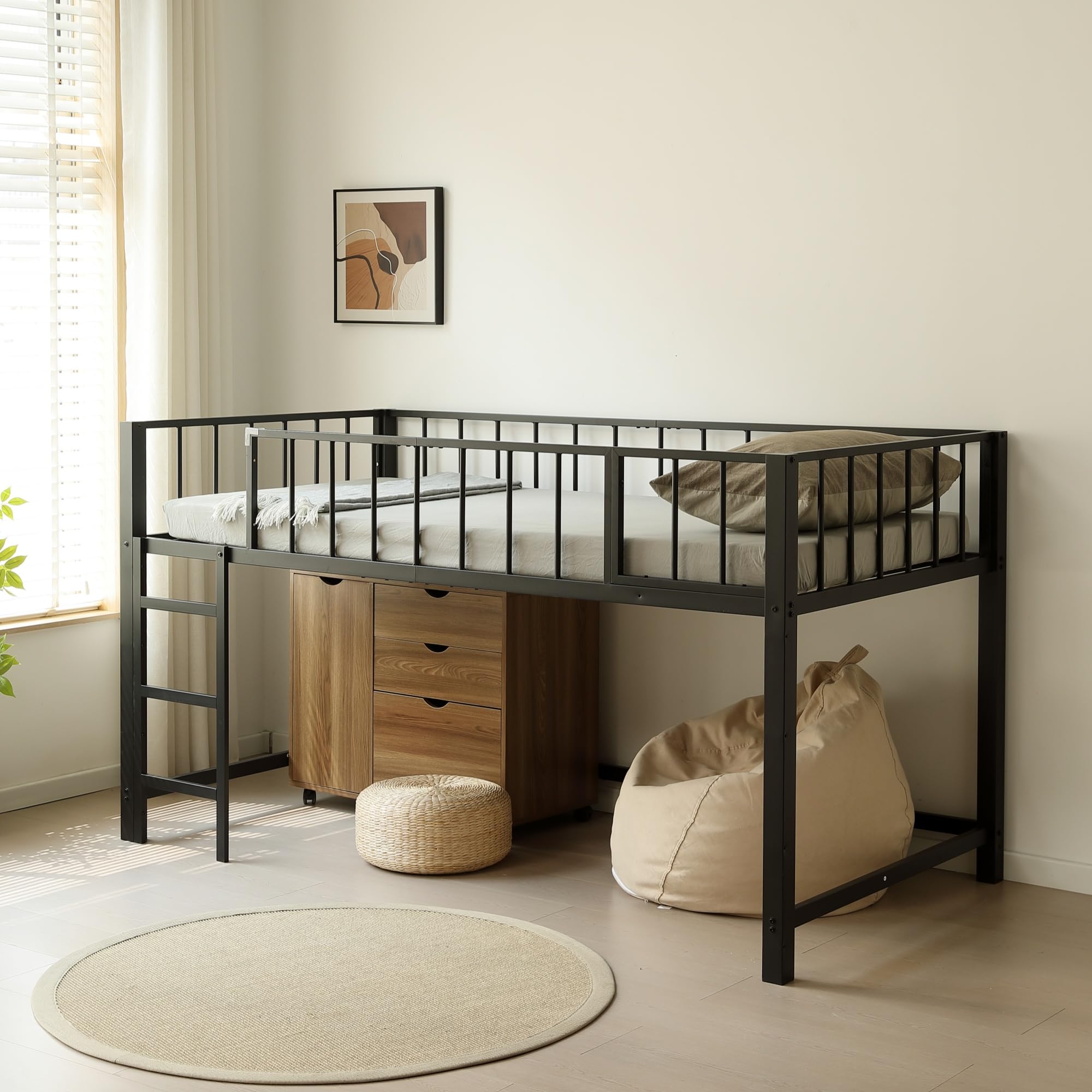 Amazon.co.jp: ロフトベッド シングルサイズ 高さ110cm ロータイプ