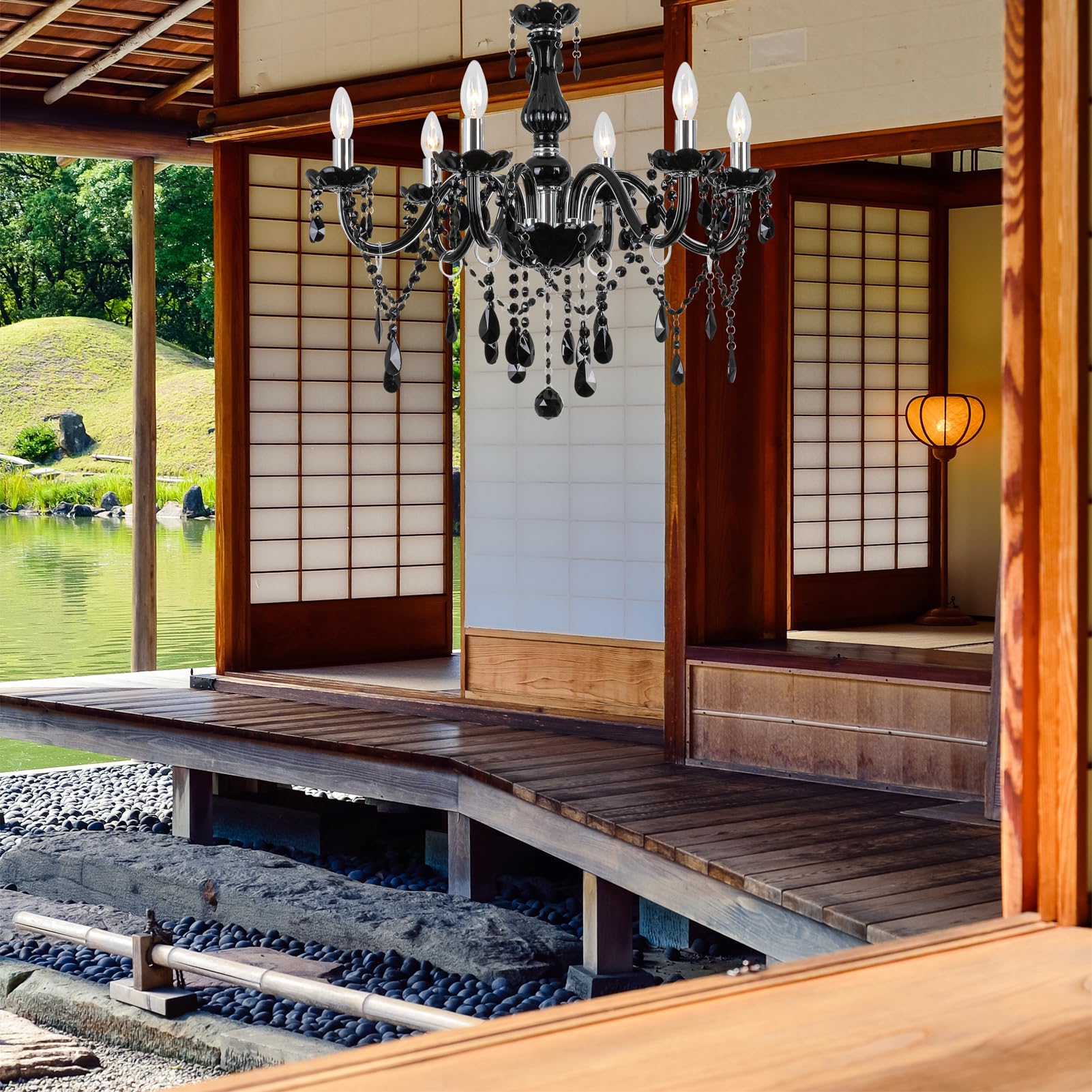 Amazon.co.jp : クラシックブラック シャンデリア クリスタル