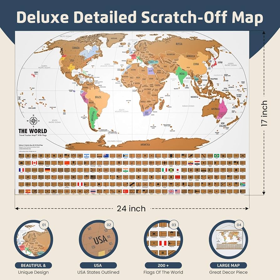 Landmass - Scratch Off Map Of The World - Premium World Map Poster