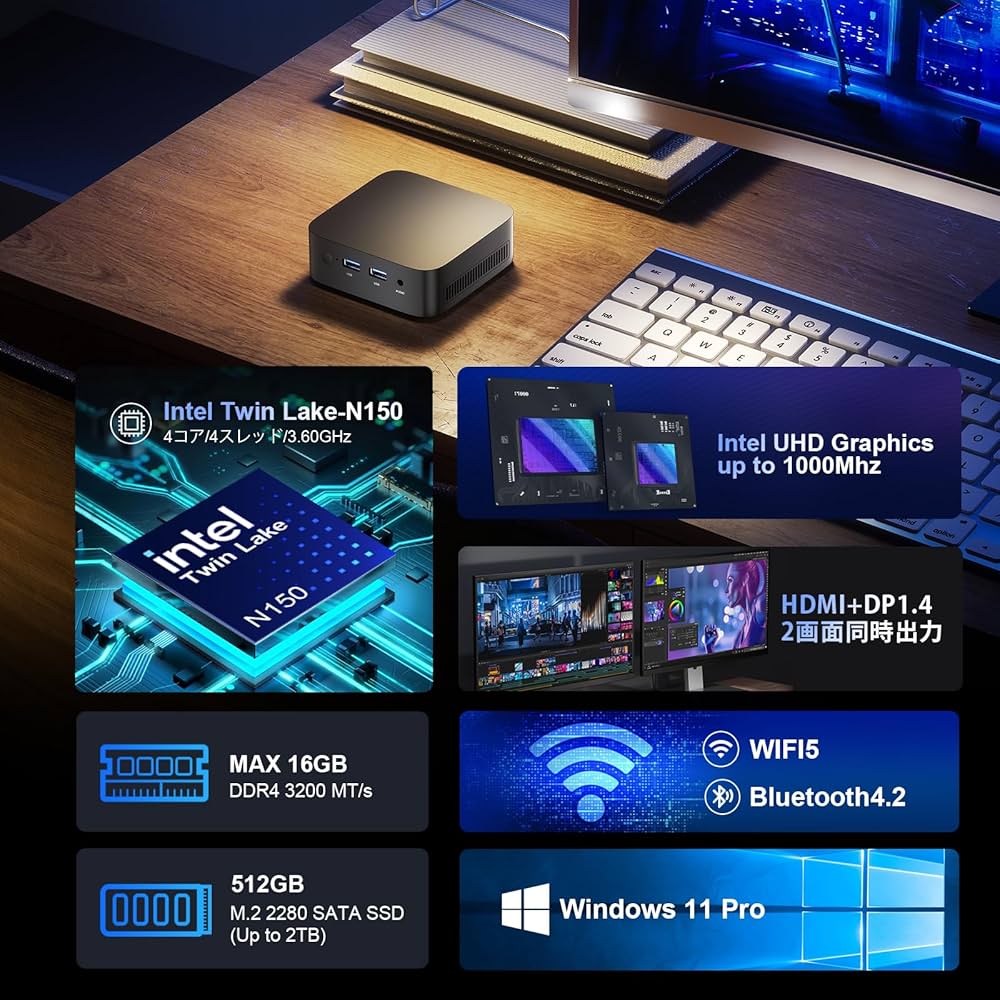 Amazon.co.jp: ミニpc 第12世代インテルTwin Lake-N150 minipc 16GB