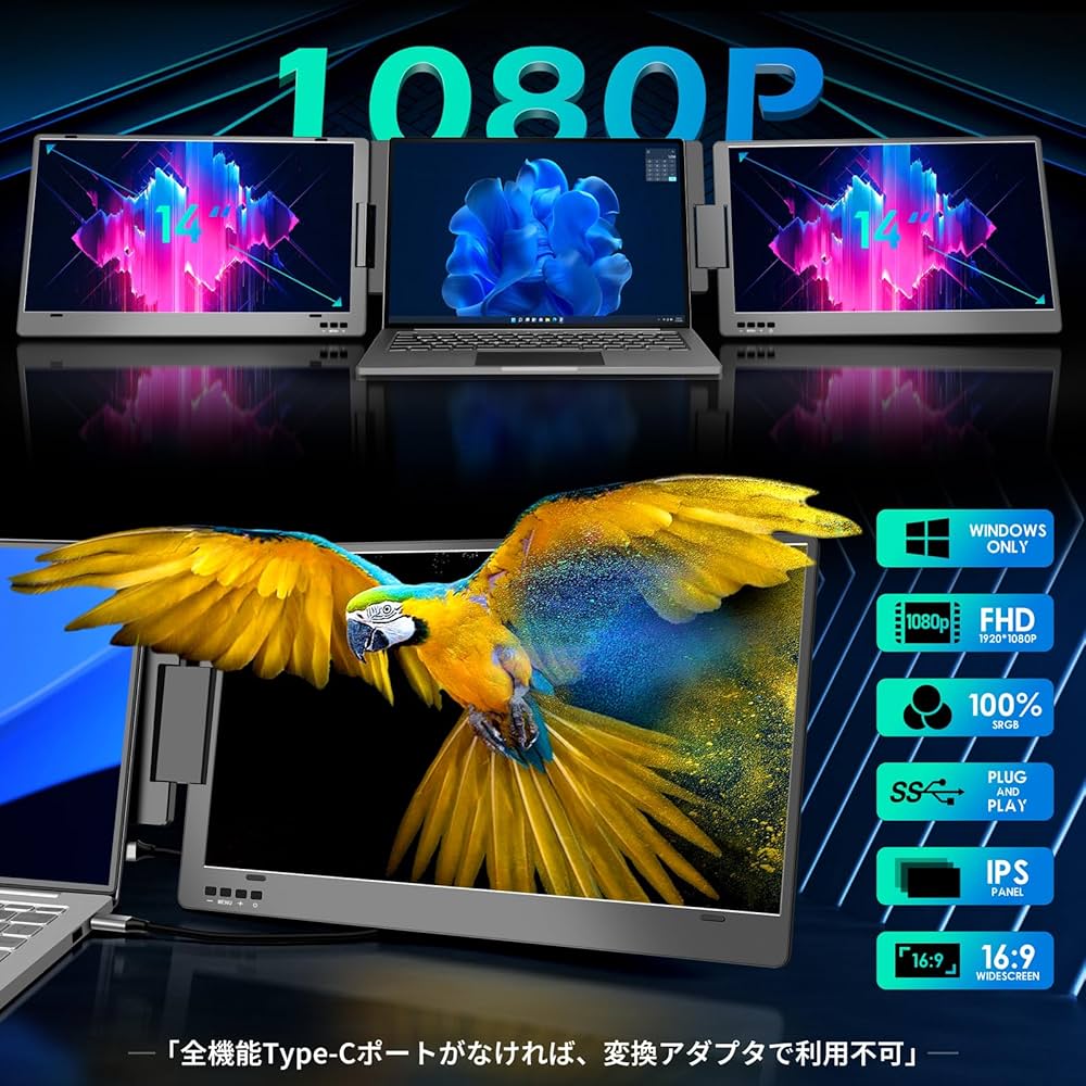 Amazon.co.jp: ROADOM 14インチ トリプルポータブルモニター 11.6